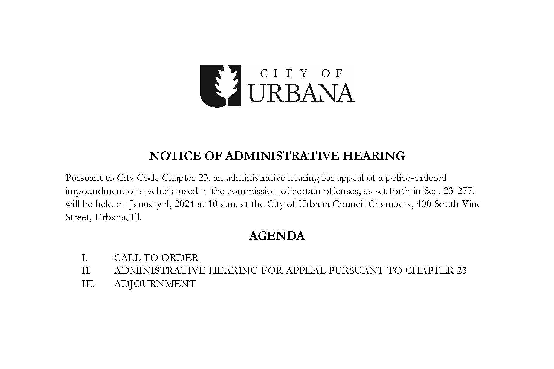 Notice of Administrative Hearing